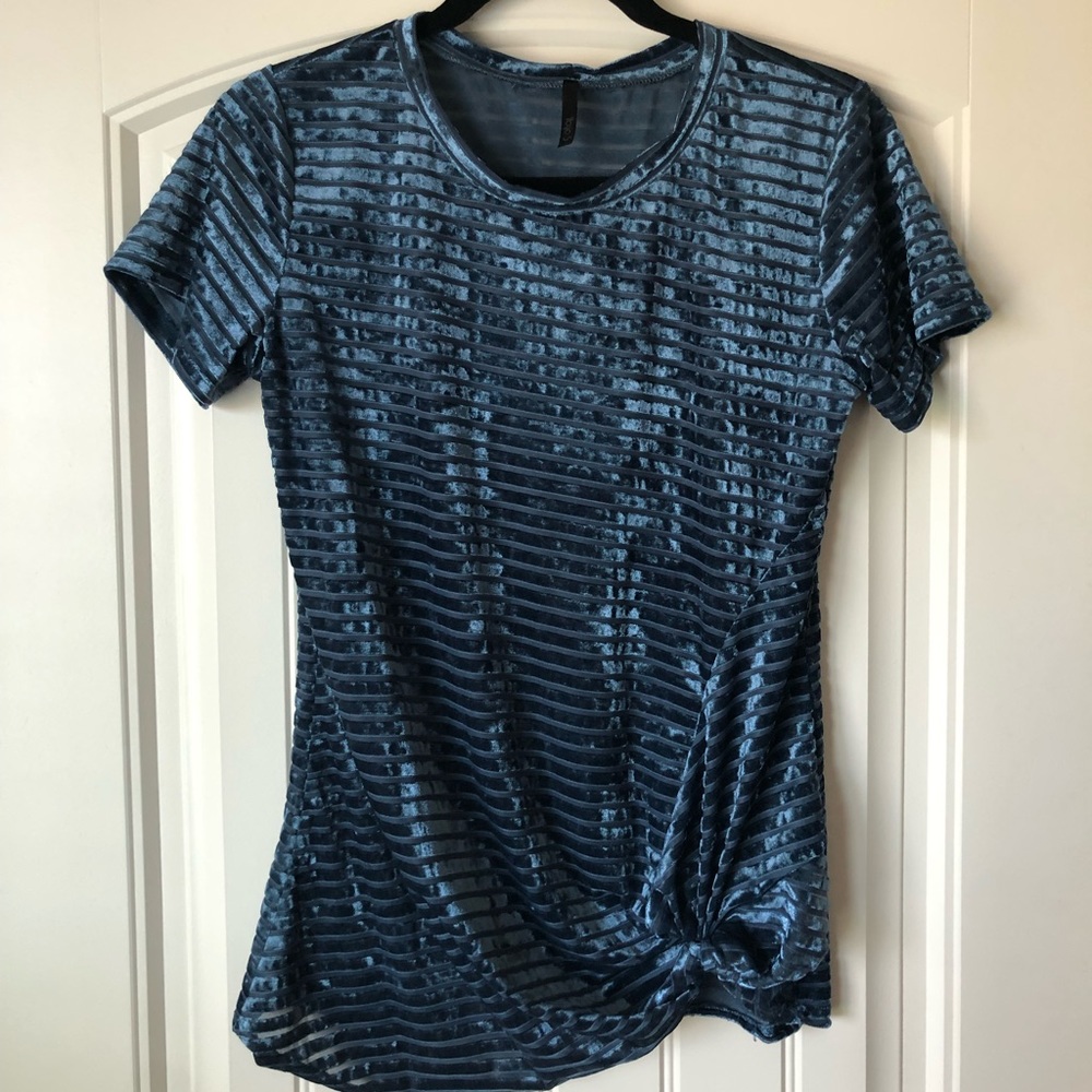 Blue Velvet Knot Top